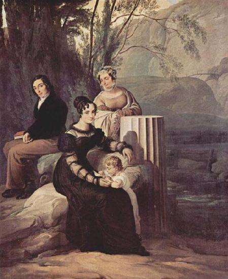 Francesco Hayez Portrait of the family Stampa di Soncino France oil painting art